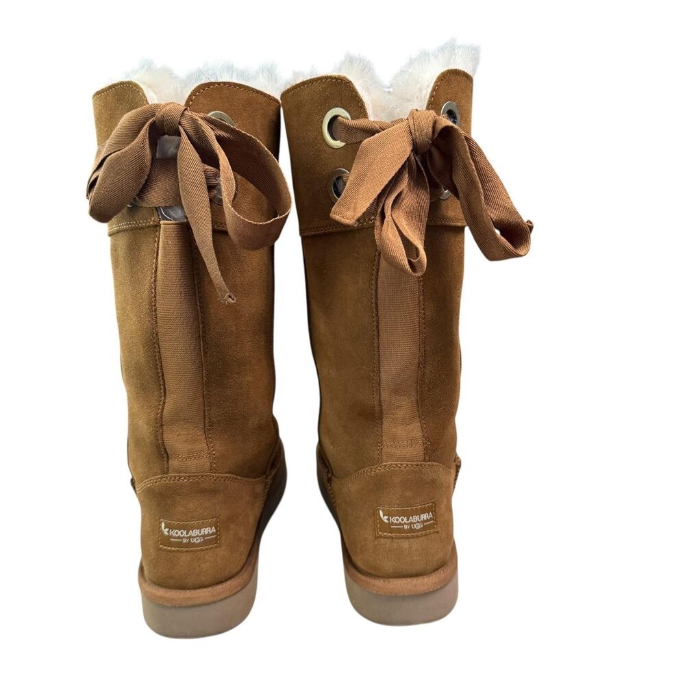 Koolaburra By‎ UGG Boots Andrah Tall Suede Chestnut Womens 8 Bow 1105791 - Picture 5 of 7